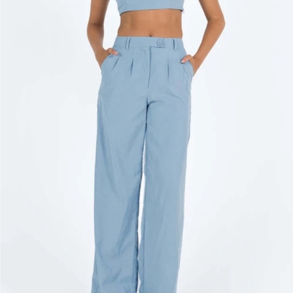 Women's Blue High-Waisted Pants